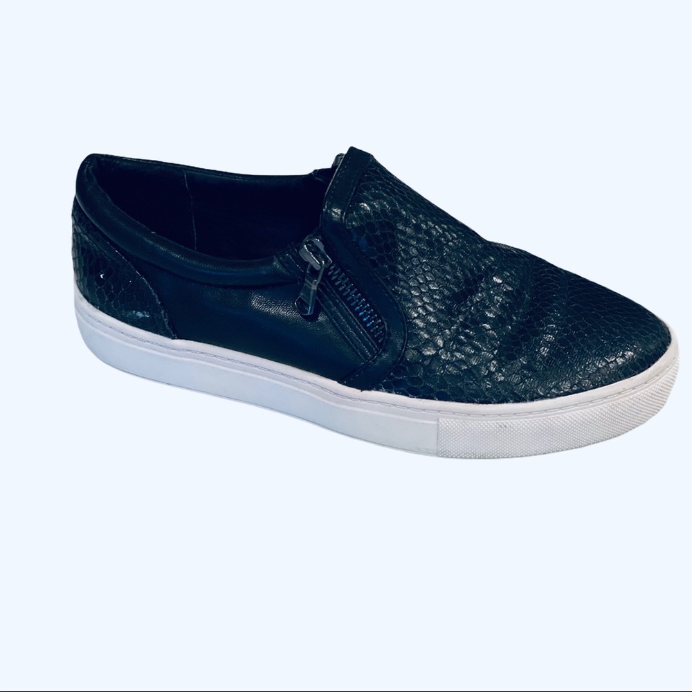 Steve Madden Black Reptile Slip On Sneakers Zip 5